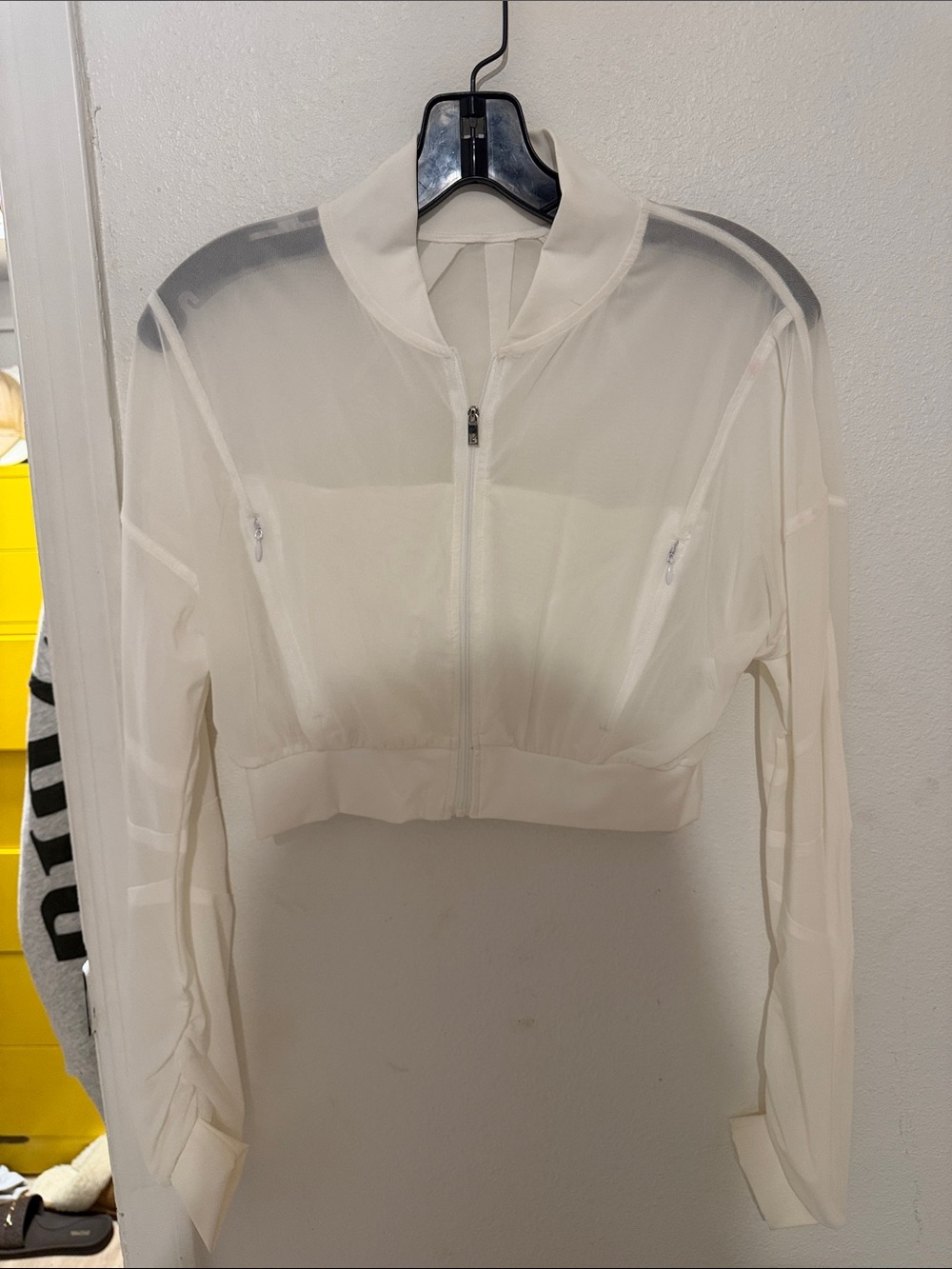 BuffBunny Sheer Cropped Zip Jacket - White